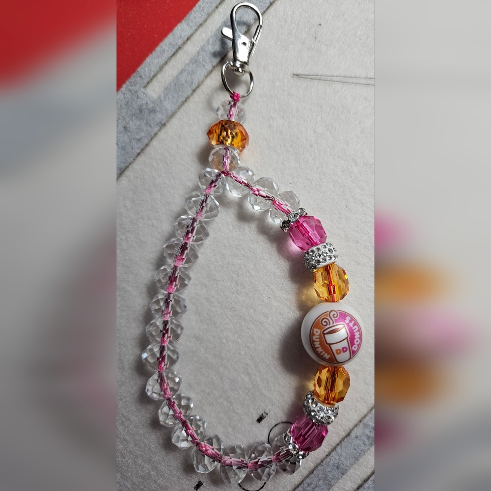 Glass Beaded Dunkin Donuts Wristlet